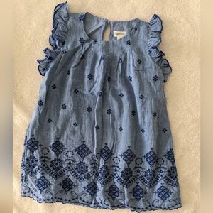 Gymboree Blue ruffle sleeve tank Dress w/ embroidered detail. Size 2T